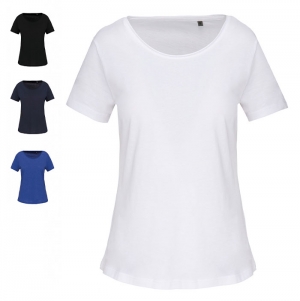 T-shirt de senhora Bio com decote sem costuras de manga curta