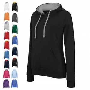 Sweatshirt de senhora com capuz em contraste