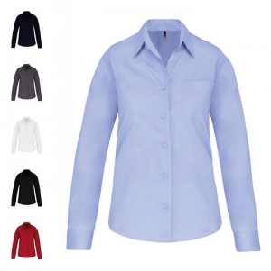 Camisa de senhora de manga comprida em popeline tratamento fcil