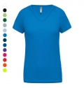 T-shirt de desporto de senhora com decote V de manga curta