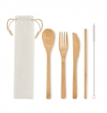 SETSTRAW Talheres em bambu com palhinha
